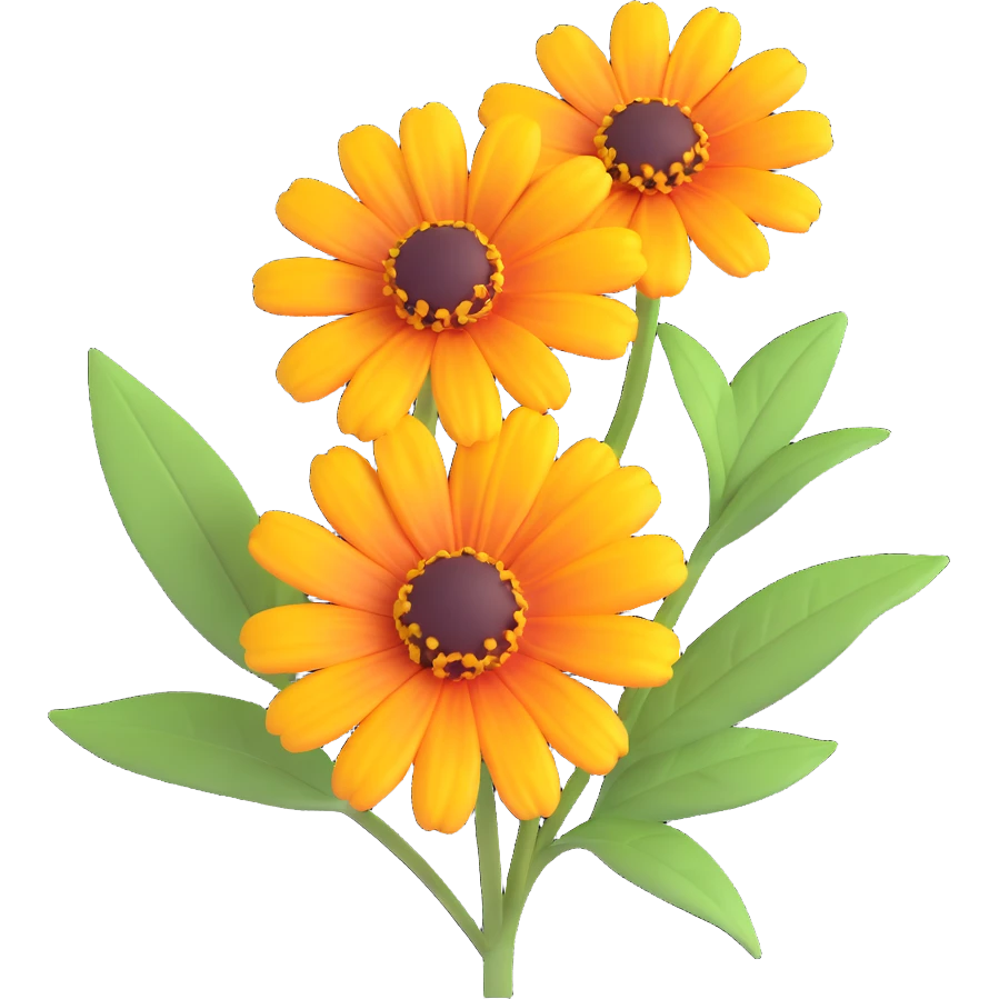 heliopsis flower, modern 3D, iOS style, pastel palette, soft lighting, minimalist look, transparent background emoji