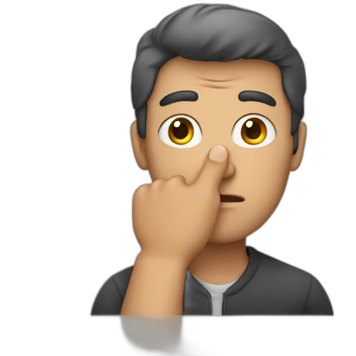 A man pulls his eye with the finger of his hand emoji