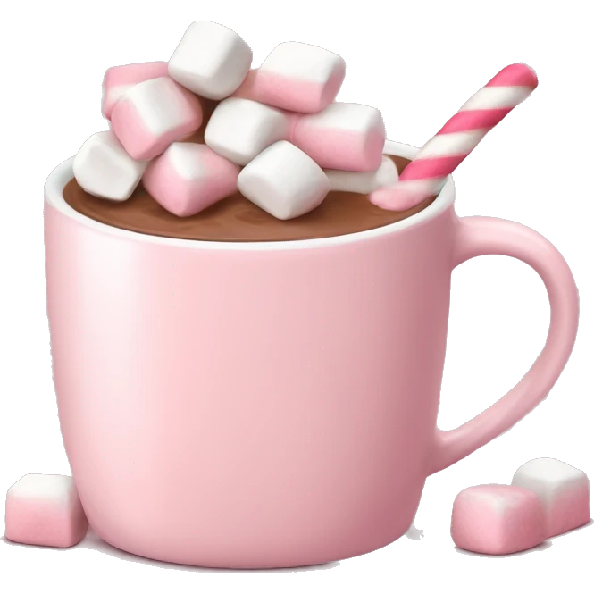 Light Pink mug of hot chocolate with marshmallows  emoji