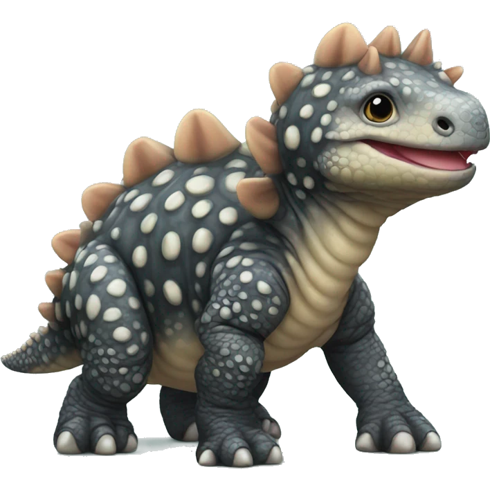 realistic ankylosaurus baby with a ball on the tail emoji