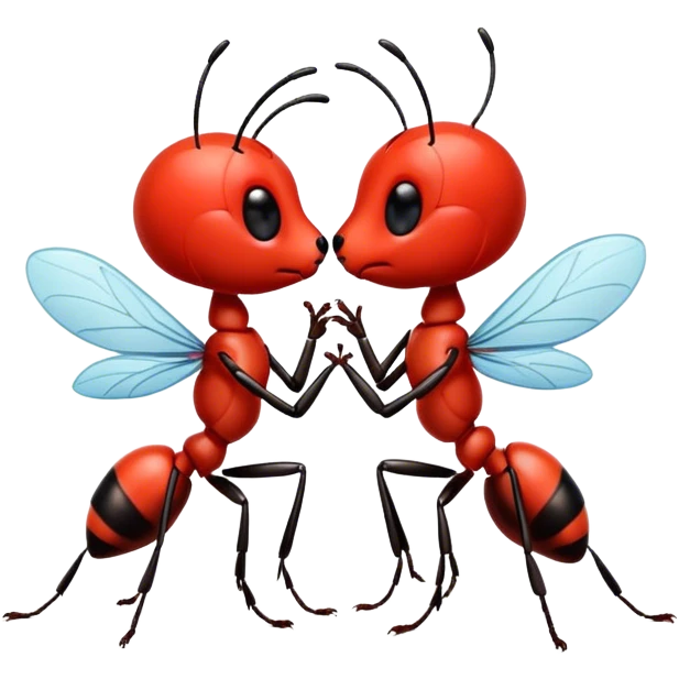 Ant and fed kissing emoji