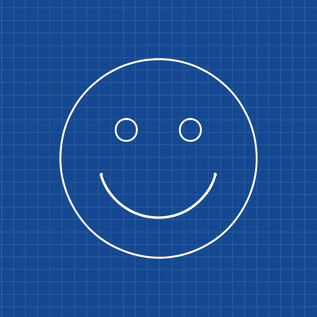 frame 10 with fully blue blueprint background with all grid lines drawn, smiley face unchanged emoji