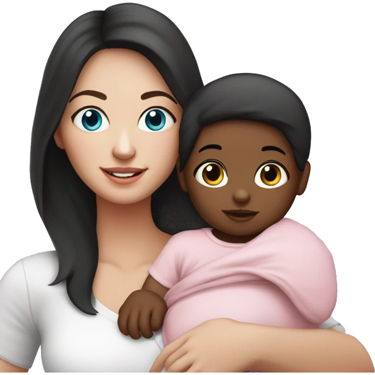mom holding newborn baby girl with blue eyes and white skin baby dark hair white skin newborn little baby girl pink emoji