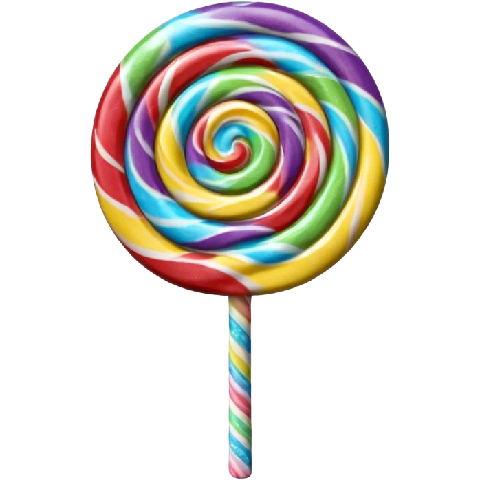 3D render of Lollipop Tree, made entirely of dessert materials, glistening sugar crystal texture, swirled rainbow hard candy top on a white stick, delicious confectionery aesthetic, Apple emoji style, isolated on white background --v 6.0. emoji