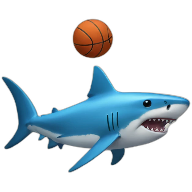 blue shark playing basketball emoji