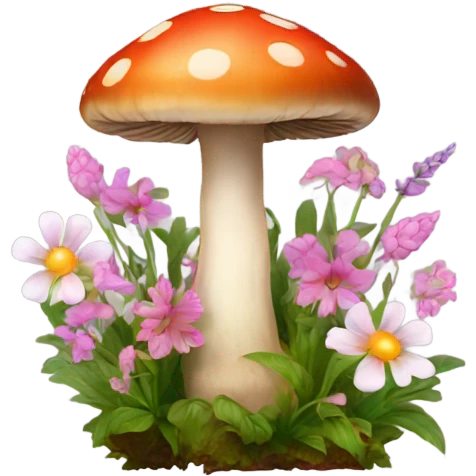 Mushroom with beautiful flowers  emoji
