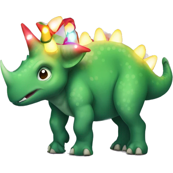 triceratops with Christmas lights emoji