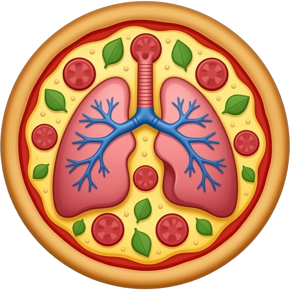 human lungs and hearts organs spread on pizza emoji