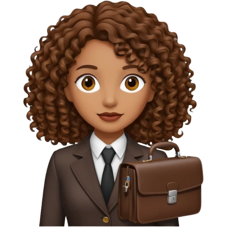 brown curly/wavy haired woman holding a briefcase  emoji