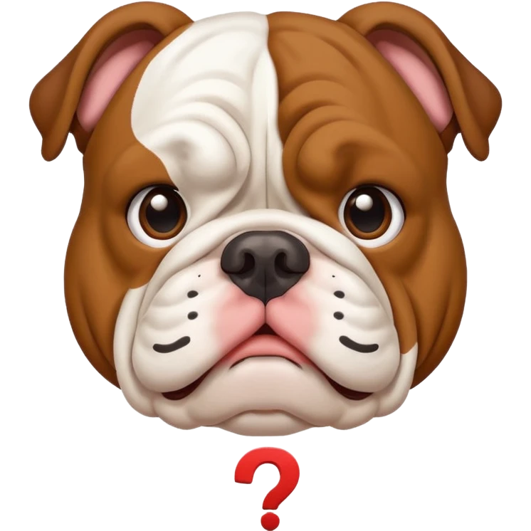 english bulldog with question mark above its head emoji