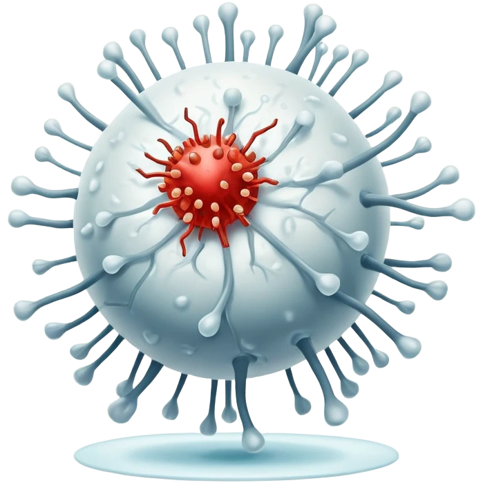 Immune system with white blood cells fighting virus emoji