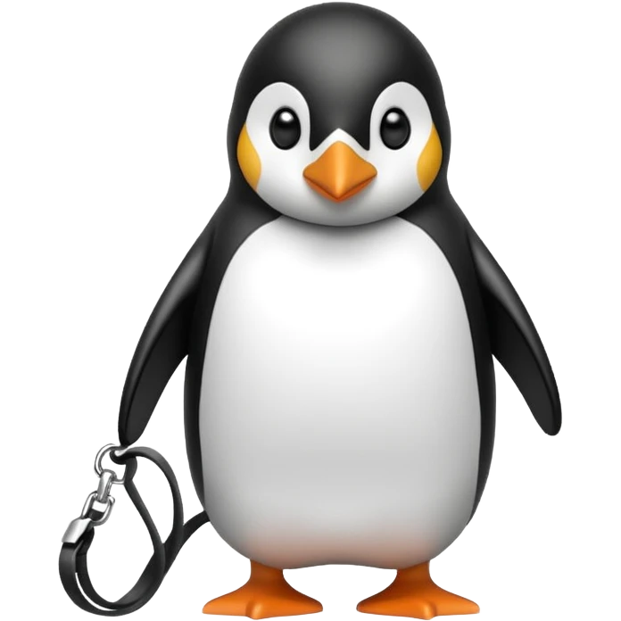 Penguin with leash on visible emoji