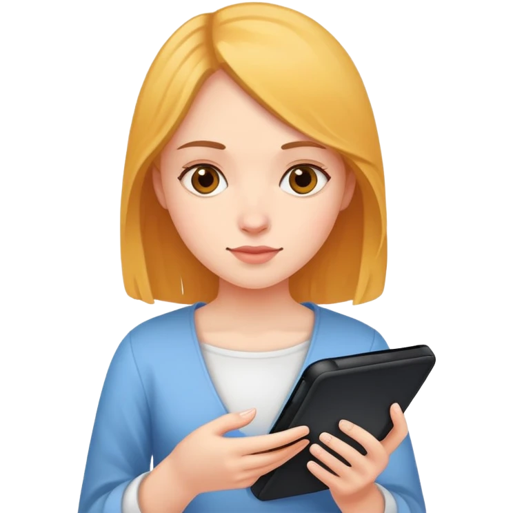 Girl holding kindle
 emoji