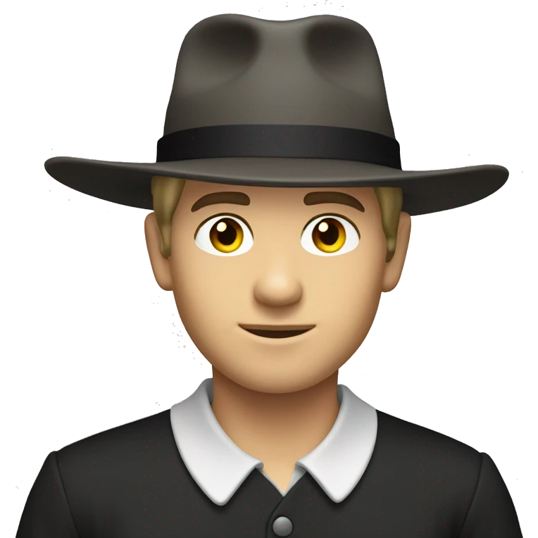 young white skin amish man straw hat no mustache emoji
