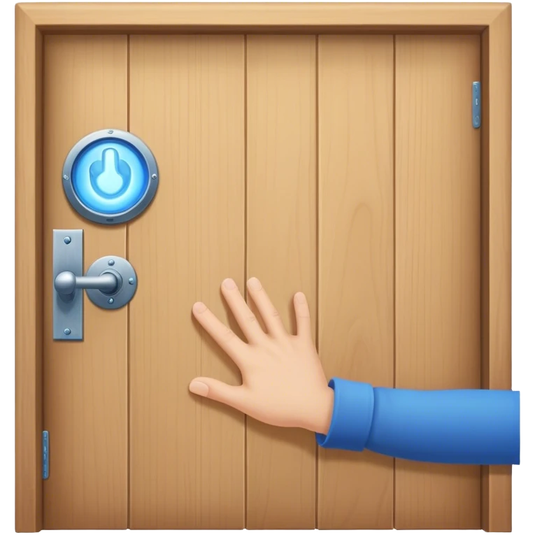 A closed door with a hand knocking on it. Because success isn’t about waiting—it’s about knocking until someone answers.blue power magic on knocking emoji