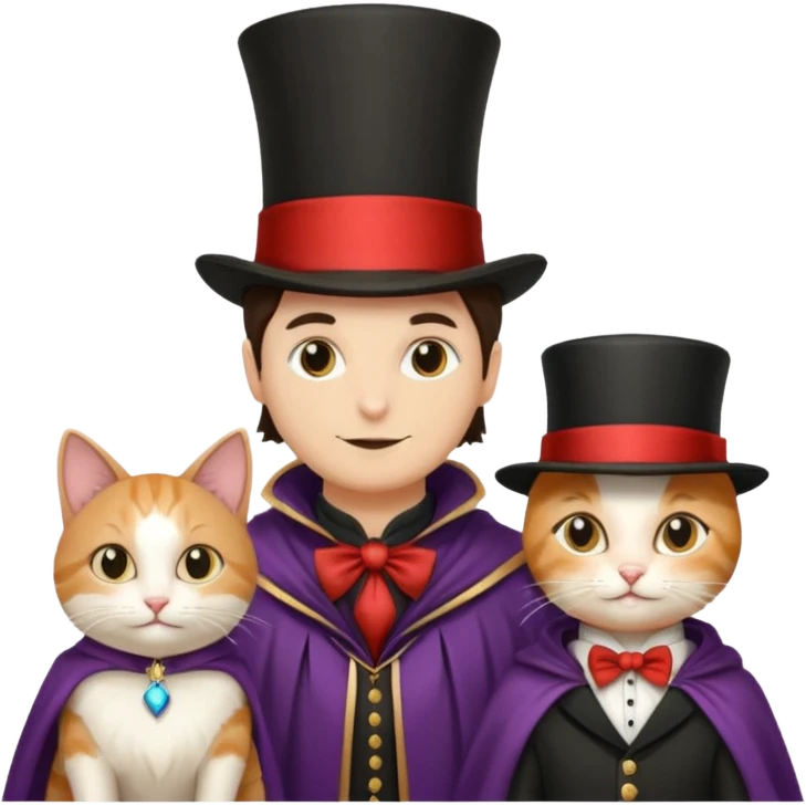 magician couple and their pet cat emoji