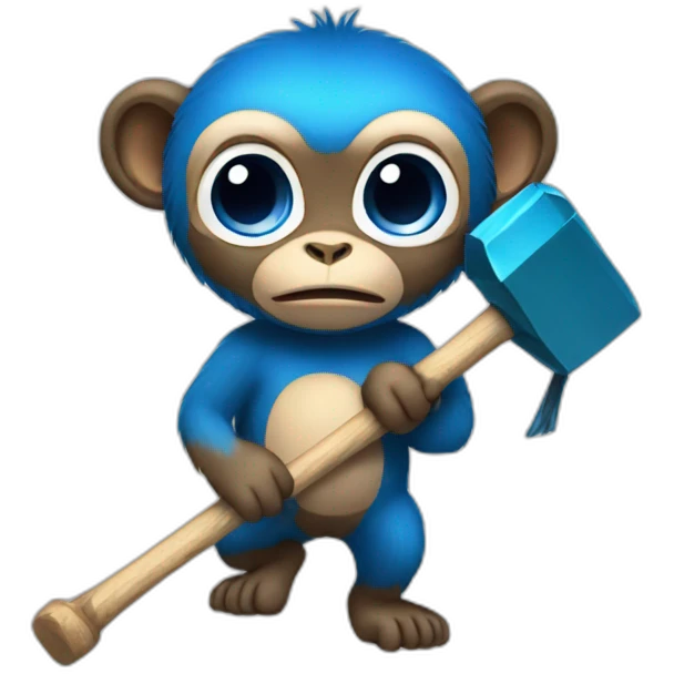 monkey with blue hammer emoji