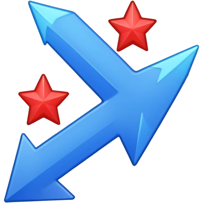 fait moi un émojie discord avec une fleche verre le haut bleu avec la bout un peu separer et des etoile a coté emoji