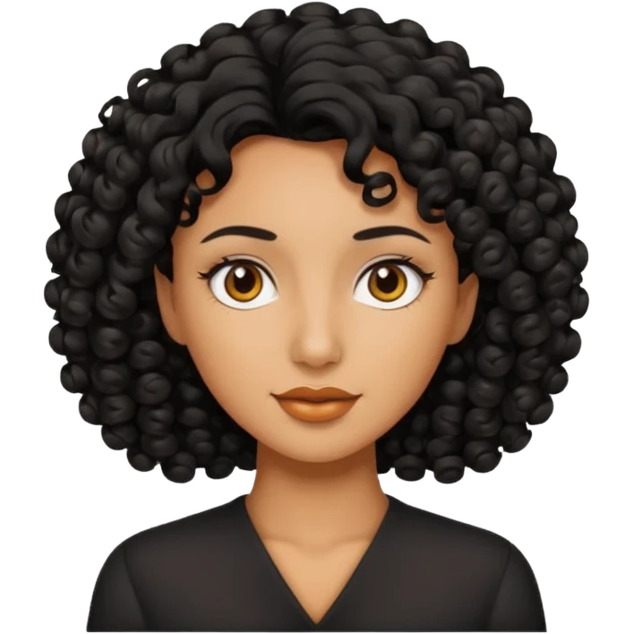 Mujer piel canela y pelo rizado emoji