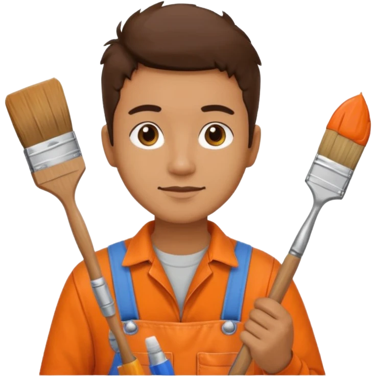 painter in orange overalls emoji