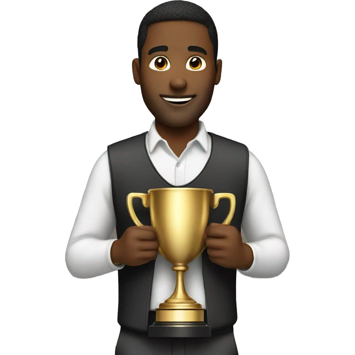 A man holding trophies emoji