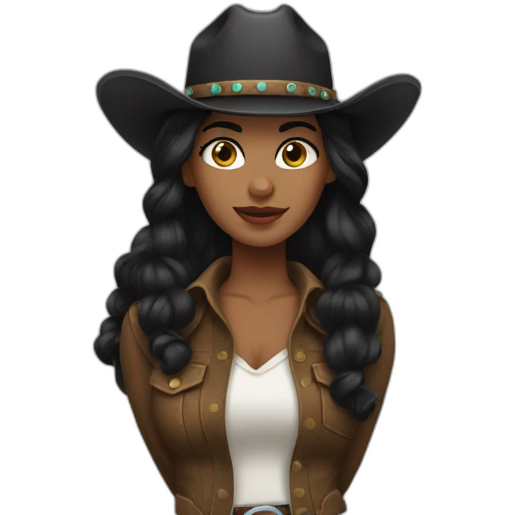 cowgirl straight black hair emoji
