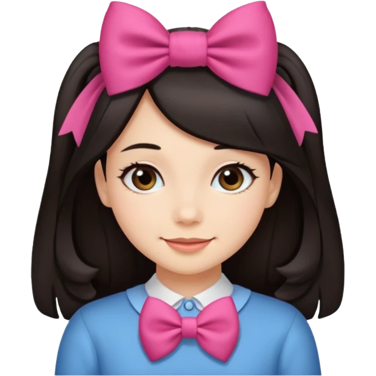 scout girl with hairbow on straight hair dark hair emoji