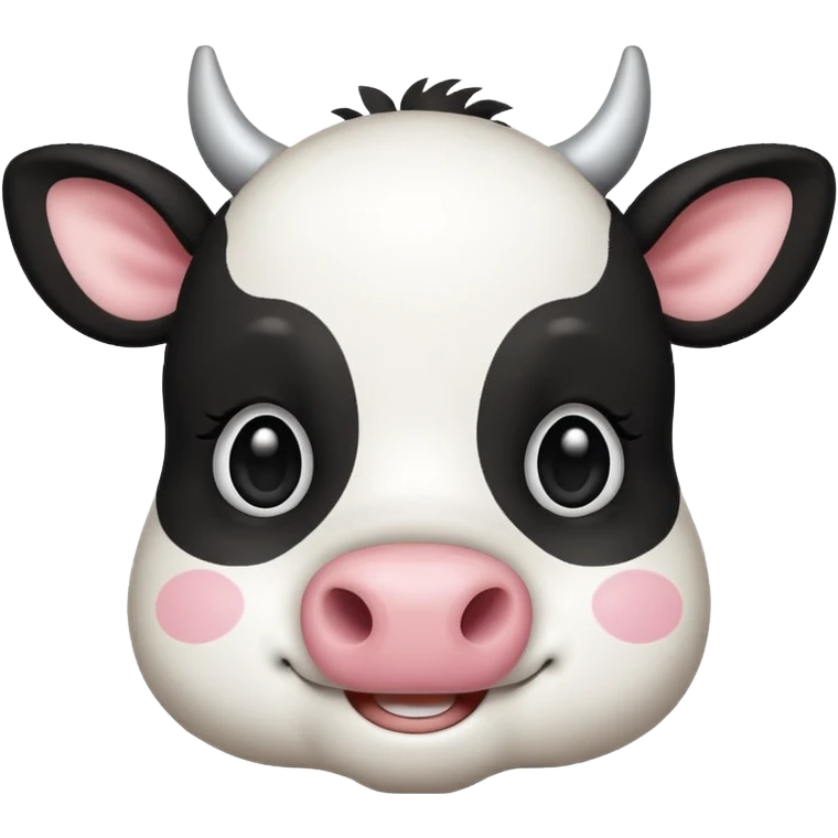 simple kawaii cow face, very simple dot eyes, vey big pupils emoji