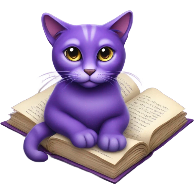 Purple cat with book emoji