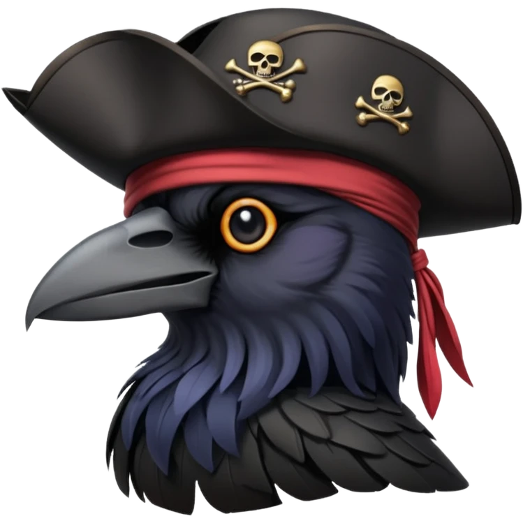 raven with a pirate hat 128.128 emoji