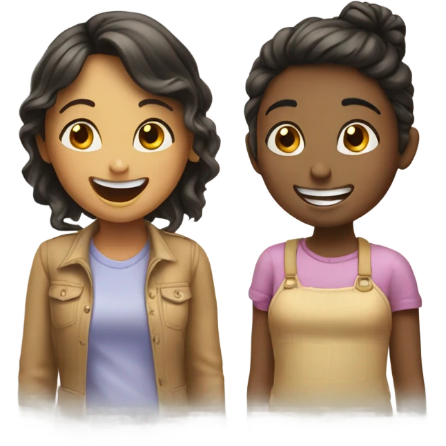 Two girls laughing at a girl emoji