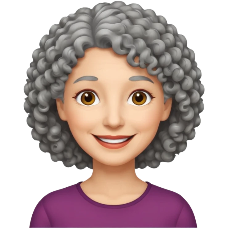 Femme 53 ans cheveux gris frisés  emoji