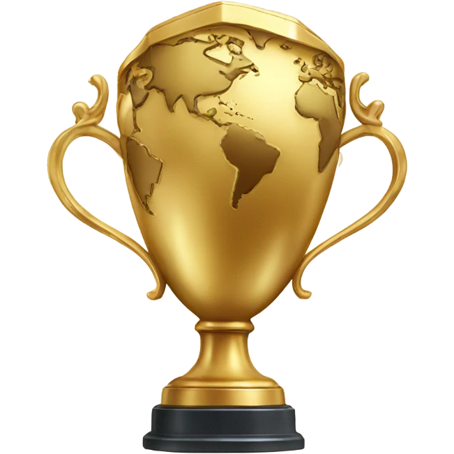The world in the cup of huge golden trophy emoji