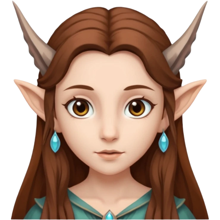 fae with gray eyes and long brown hair emoji
