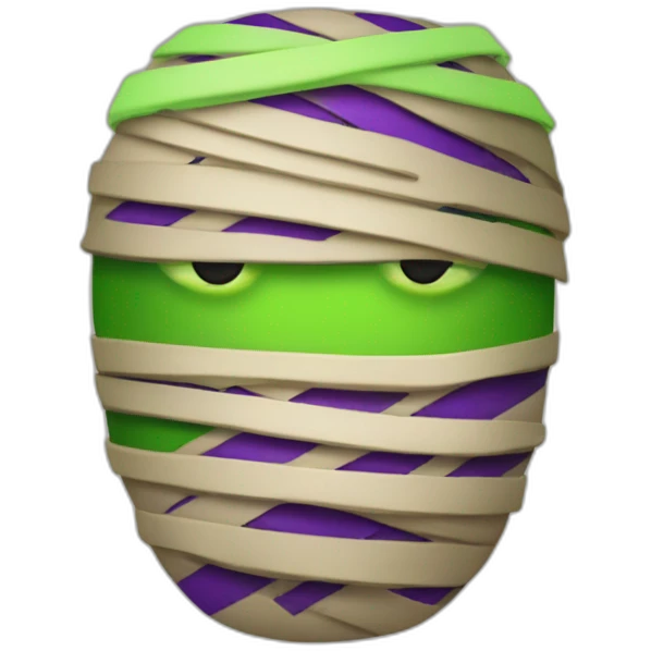 Mummy with luminous green and purple-striped bandages emoji