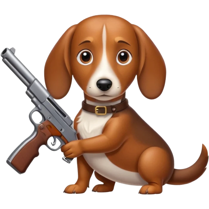 Wiener dog with gun emoji