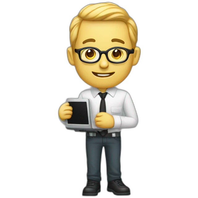 Un développeur d'application avec son ordinateur portable emoji