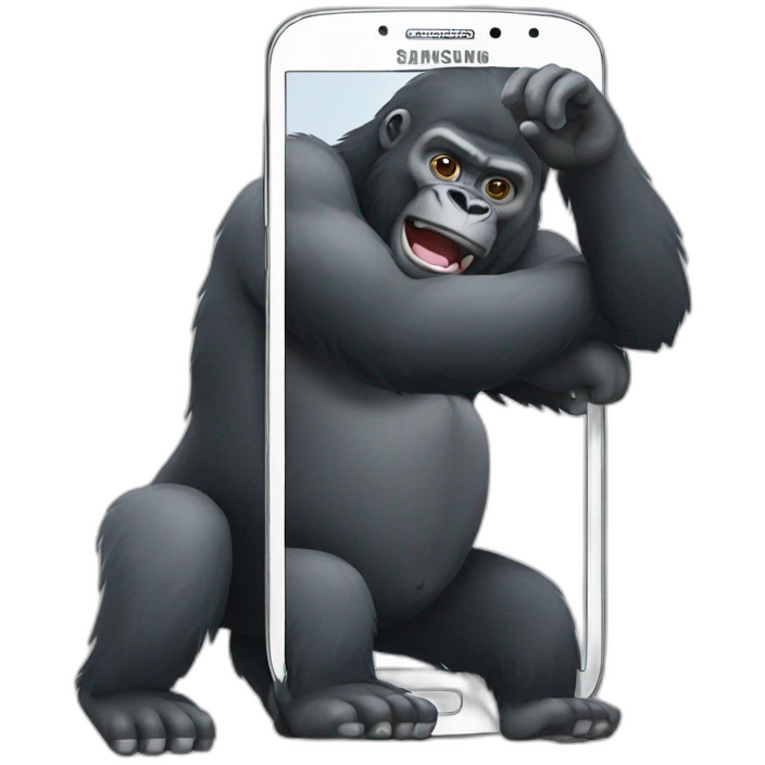 Gorilla using Android phone Samsung emoji