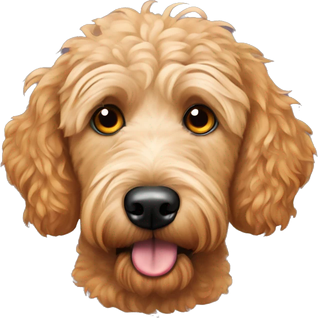 Goldendoodle with pizza eyes emoji