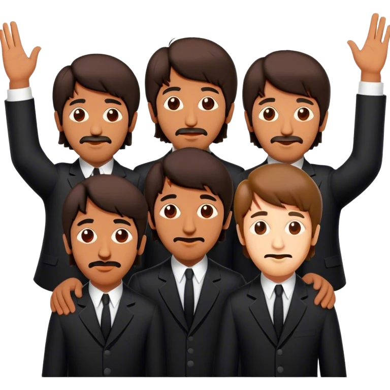 Cinematic Realistic The Beatles Pop Culture Emoji, showcasing an iconic, vibrant portrayal of the legendary band rendered with rich textures and nostalgic lighting that exude musical legacy. emoji