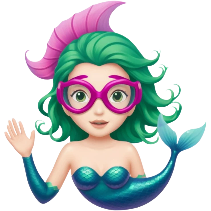 Mermaid wearing a light pink snorkel mask emoji