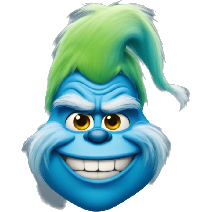 Blue grinch smirking emoji