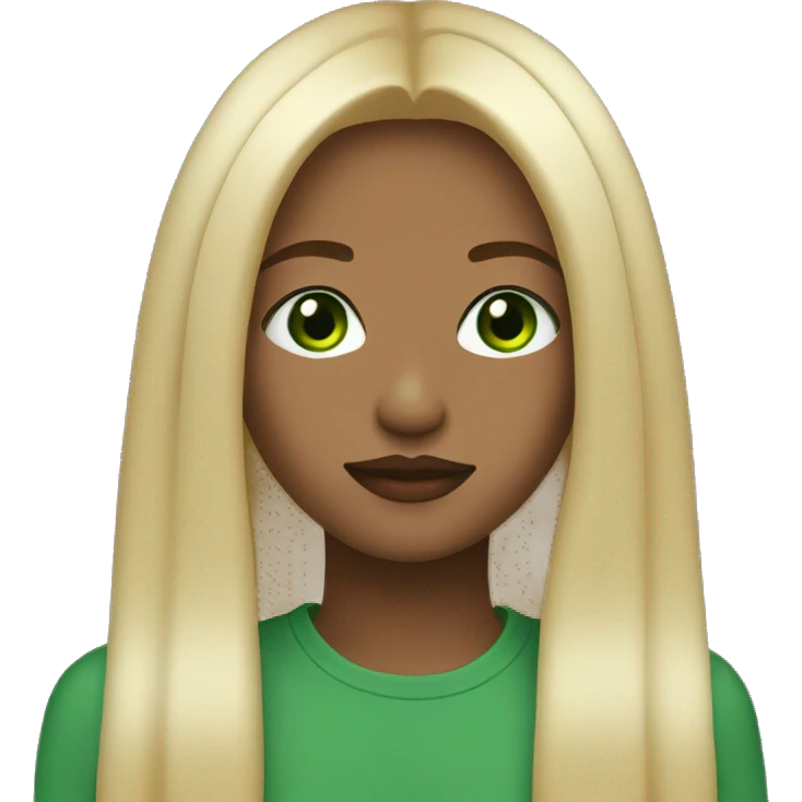 Aesthetic Girl with long straight blonde hair green eyes and filled lips emoji