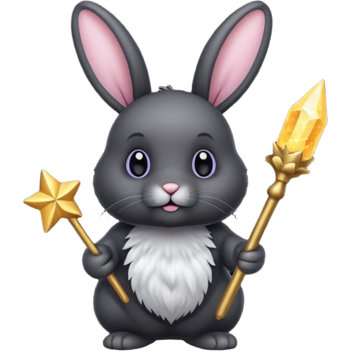 Black bunny with wand  emoji