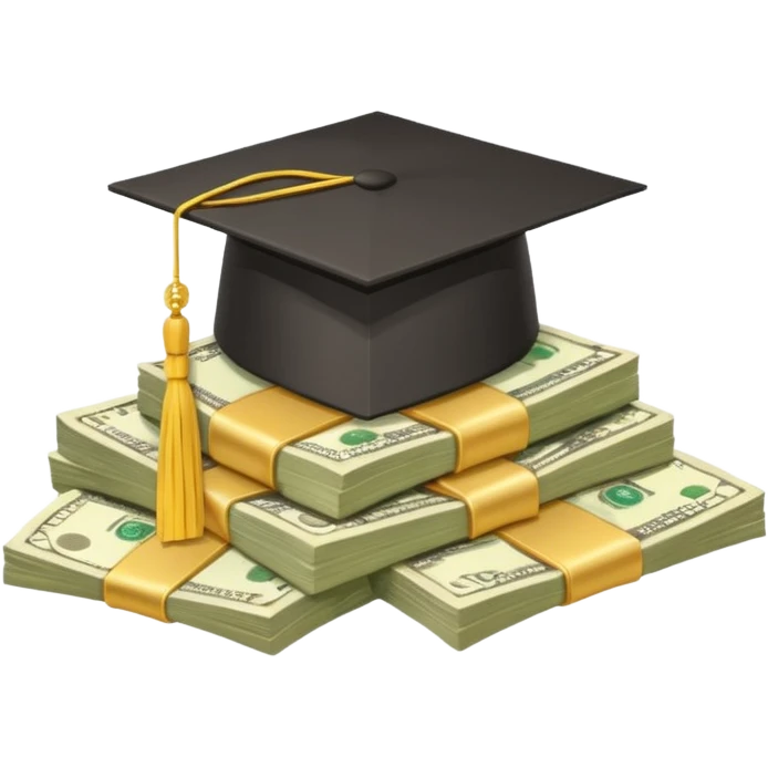graduation hat on pile of money emoji