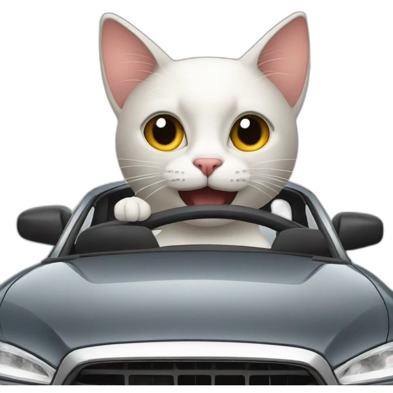 Cat driving the car emoji