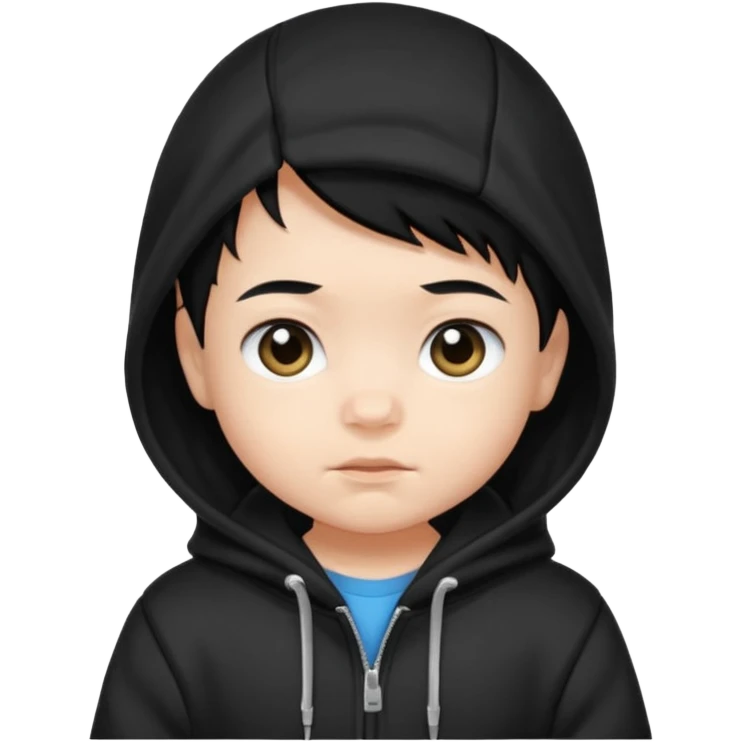 baby with black hair and black hoodie emoji