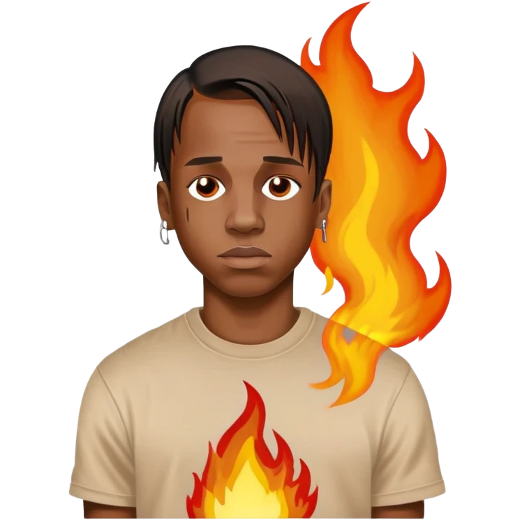 Travis Scott with fire in the background  emoji