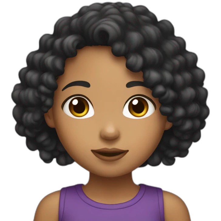 Blasian curly girl emoji