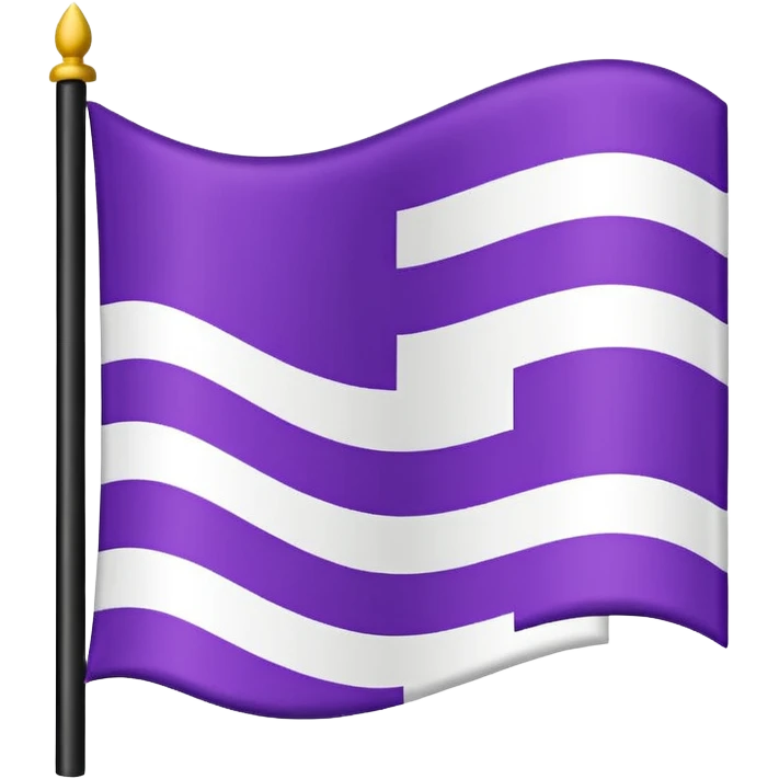 The emoji of a flag with three horizontal sections. The top is black, the middle is white, and the bottom is split in half. The bottom left is purple, and the bottom right is red emoji